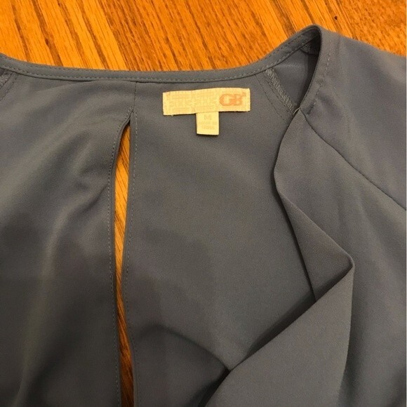 Gianni Bini Iris Blue Grey Mini Wrap Dress with Cut Out Sleeves - Picture 12 of 14